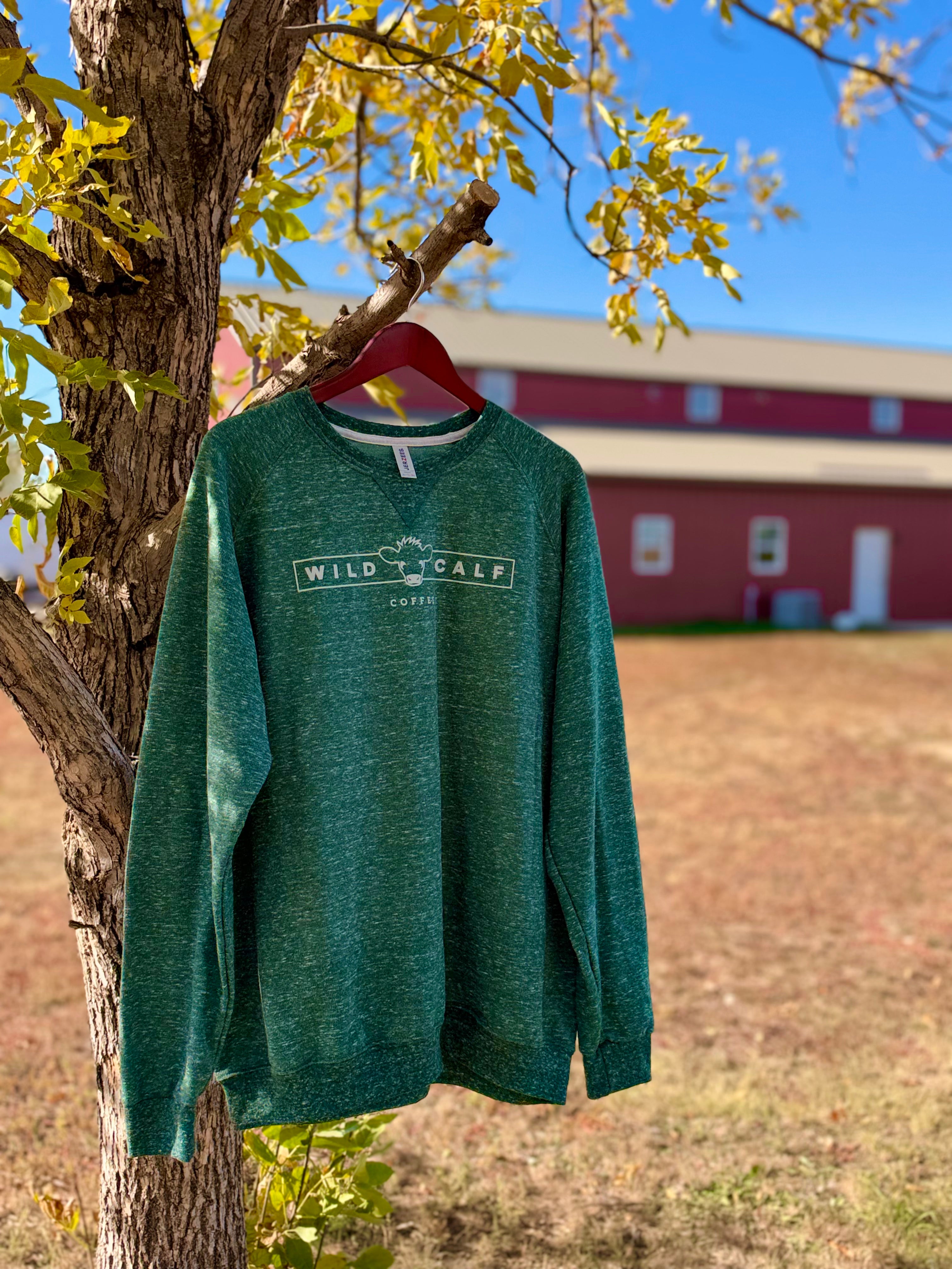 Wild Calf Coffee Heather Green Crewneck Sweatshirt