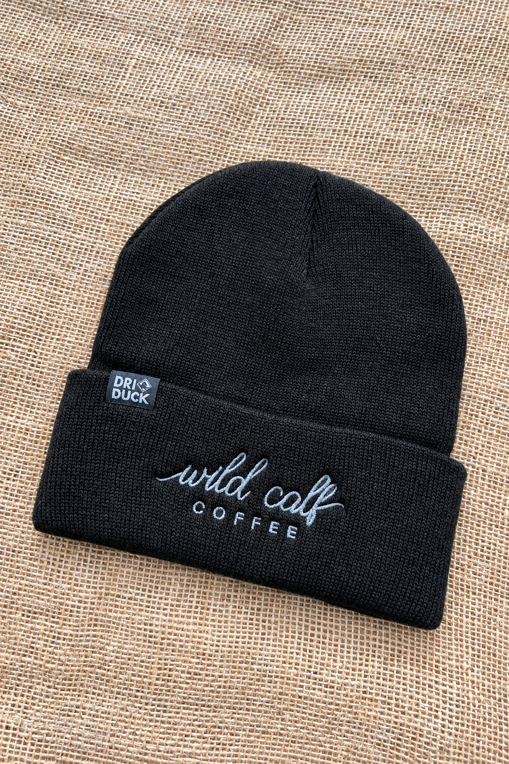 Wild Calf Coffee Charcoal Embroidered Beanie